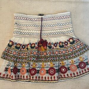 Zara Red and Black Embellished Skater Mini Skirt